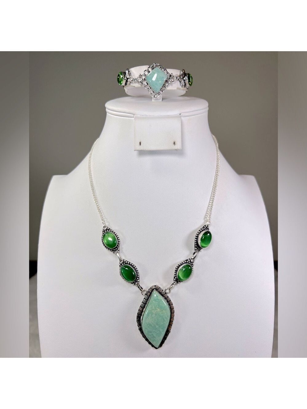 Amazonite 925 Gemstone Necklace & Bracelet